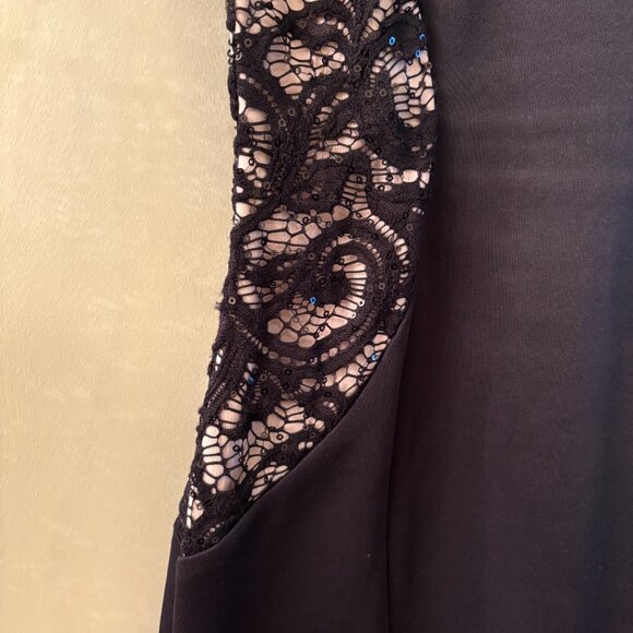 Black Bodycon Dress with Lace Long Sleeves - Picture 4 of 7